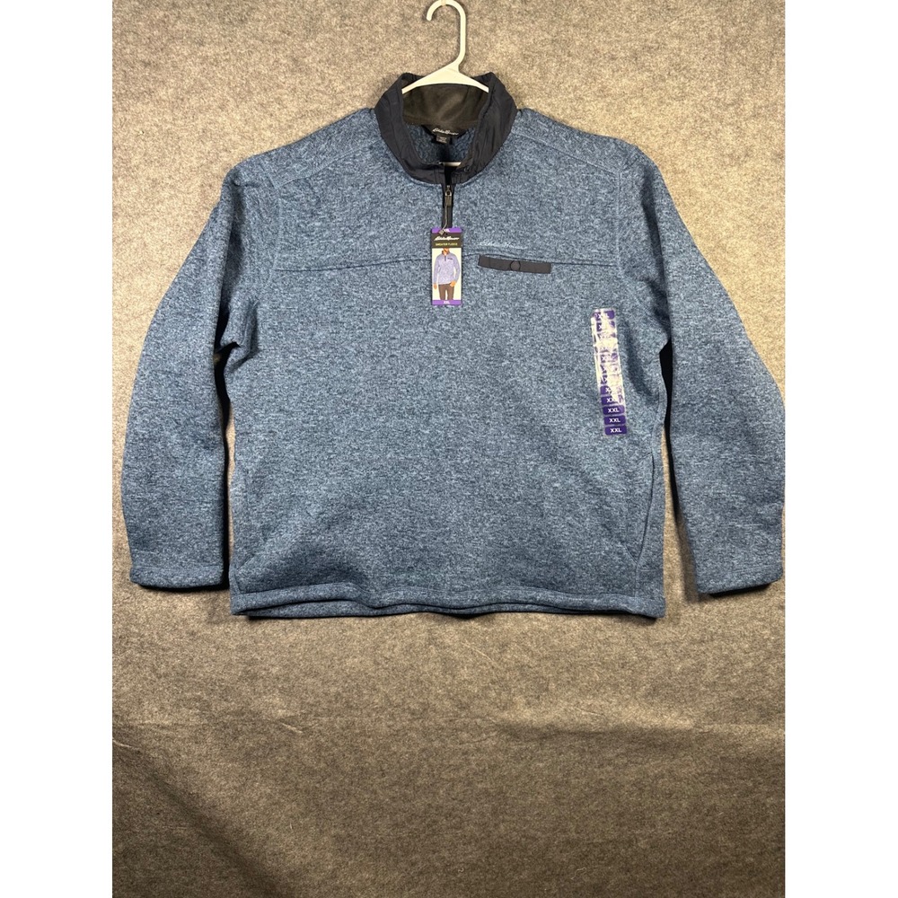 Eddie Bauer Sweater Fleece Pullover XXL 1/4 Zip Long Sleeve Blue Mens